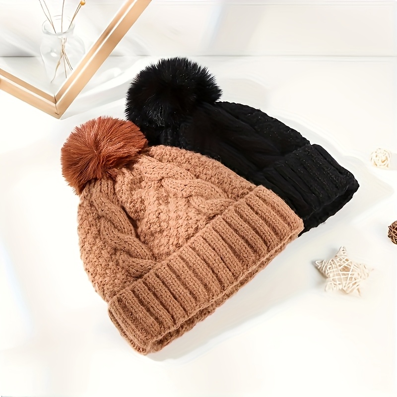 2pcs warm cozy ribbed skull cap a stylish thick top - Temu Oman display picture 2