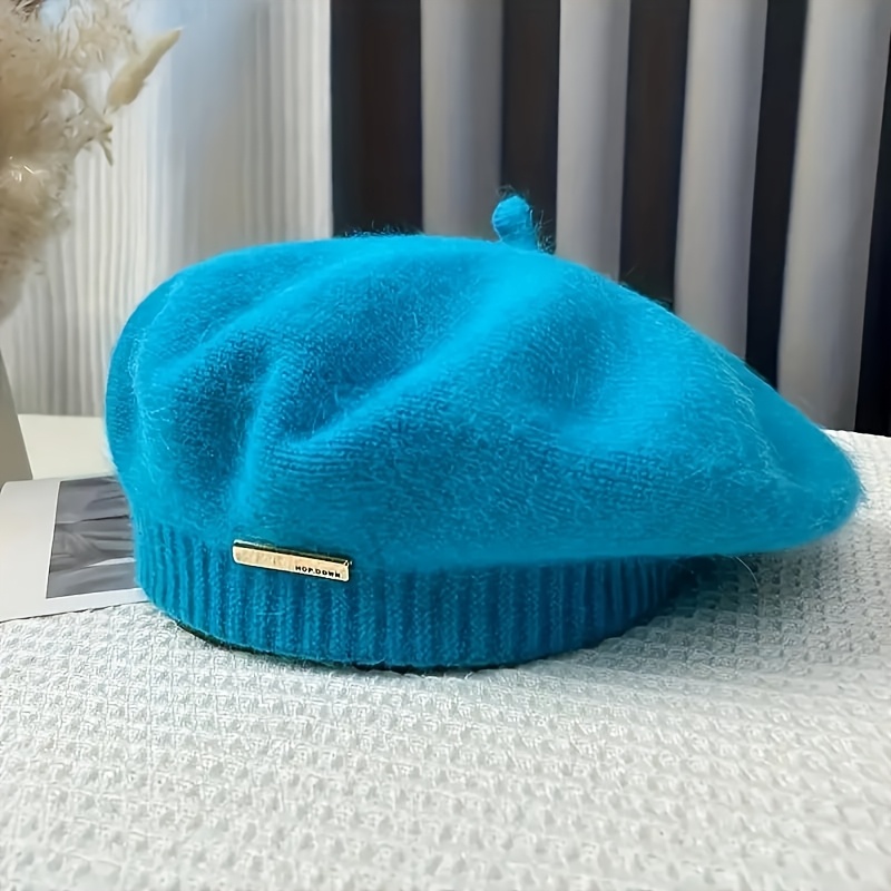 new womens beret hat metal logo in 6 colors - Temu Georgia display picture 1