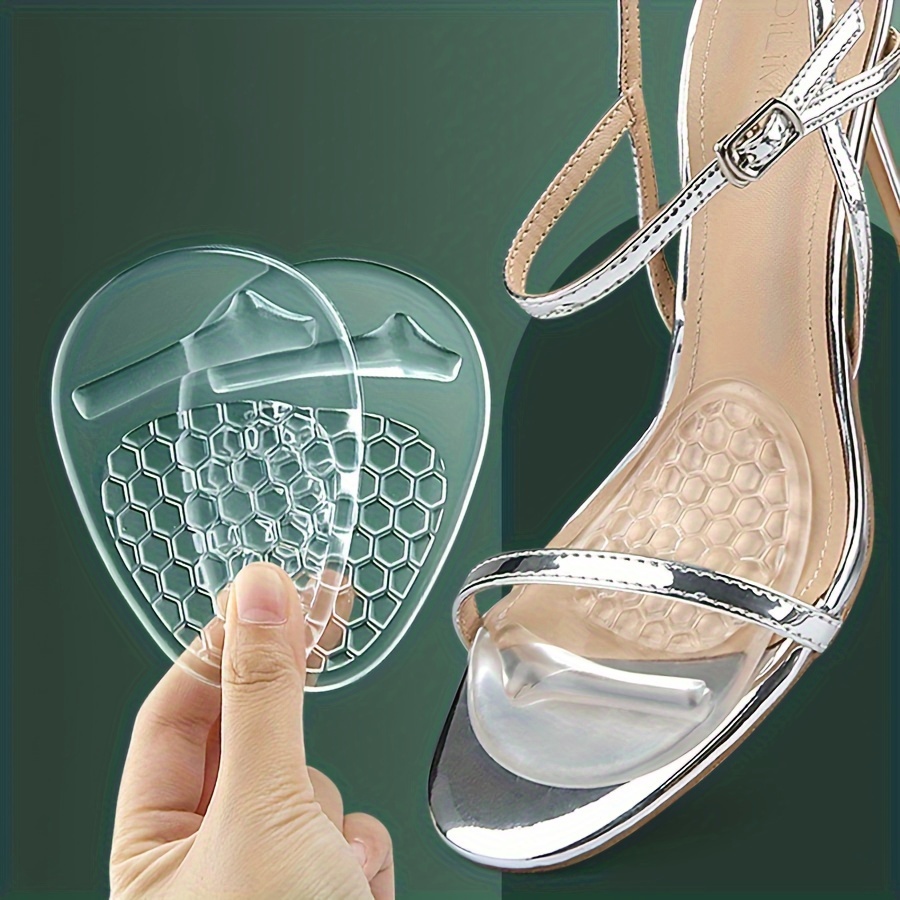 

2pcs Silicone High Heel Insole Inserts For Women's Shoes - Ball Of Foot Protection, Anti-slip, And For High Heels, Leather Shoes, And Sandals