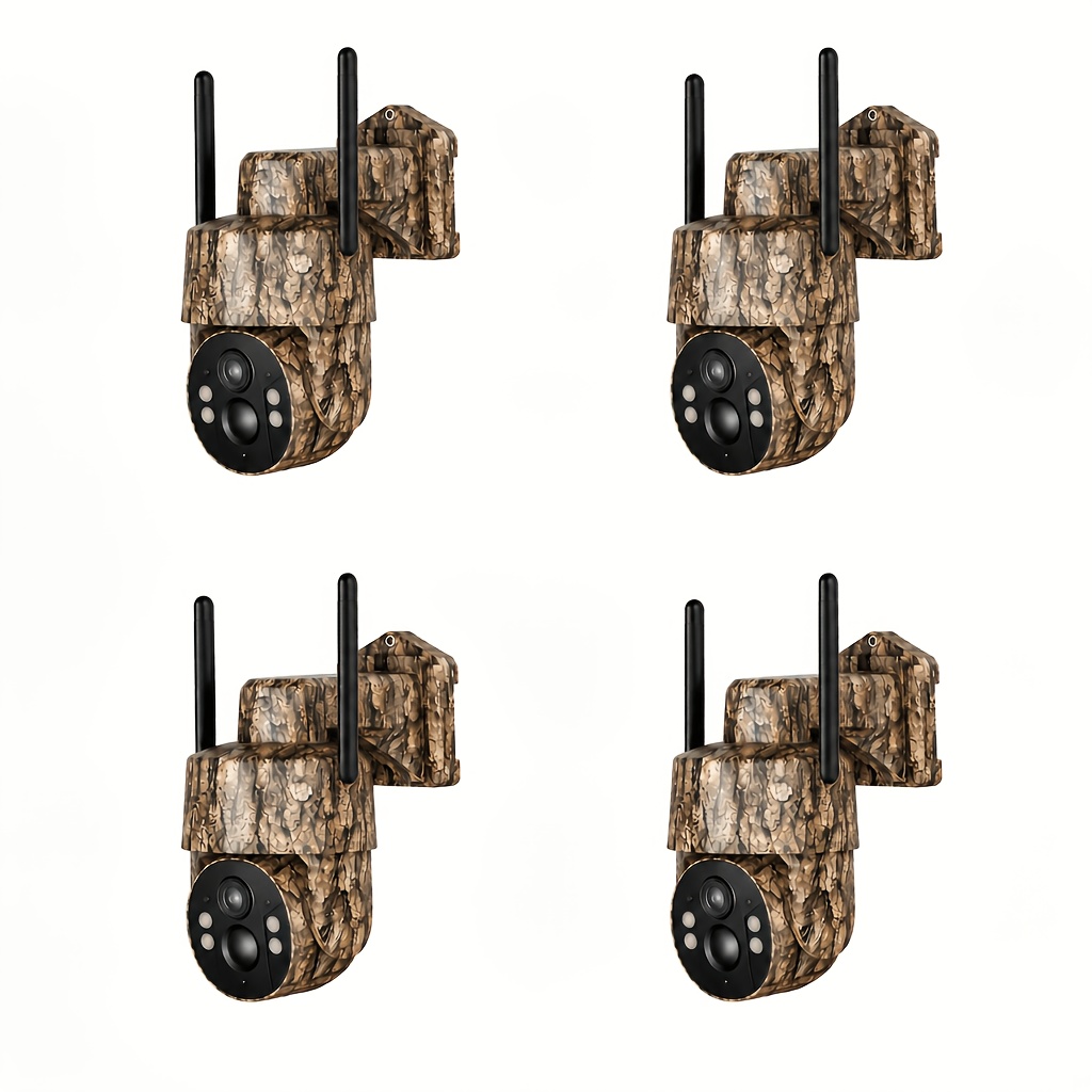 TEMU 2/3/4pcs 4g Security Cameras Wireless Outdoor, Remote Real-time Viewing, Night Vision, Built-in Sim Card, Hunting Camera Suitable For Use In
