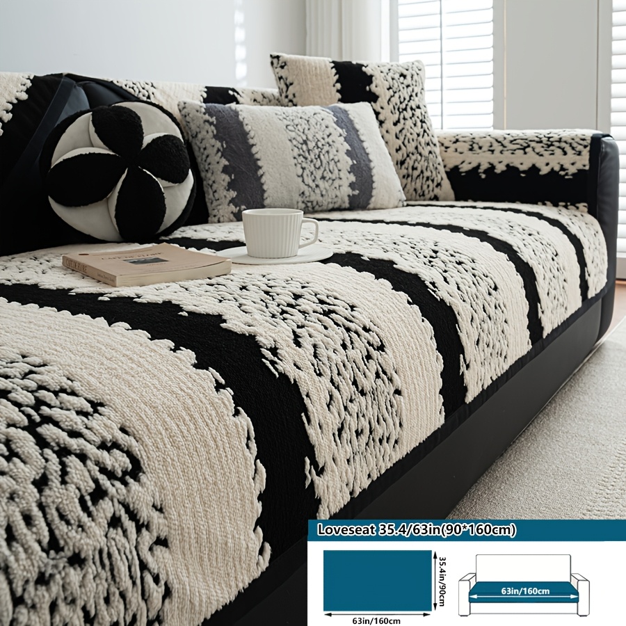 TEMU New Plush Thick Sofa Cover For 1pc, Warm And Soft For Winter, Non-slip Design , Furniture Protection Mat, Home Decor For Bedroom, Office, And