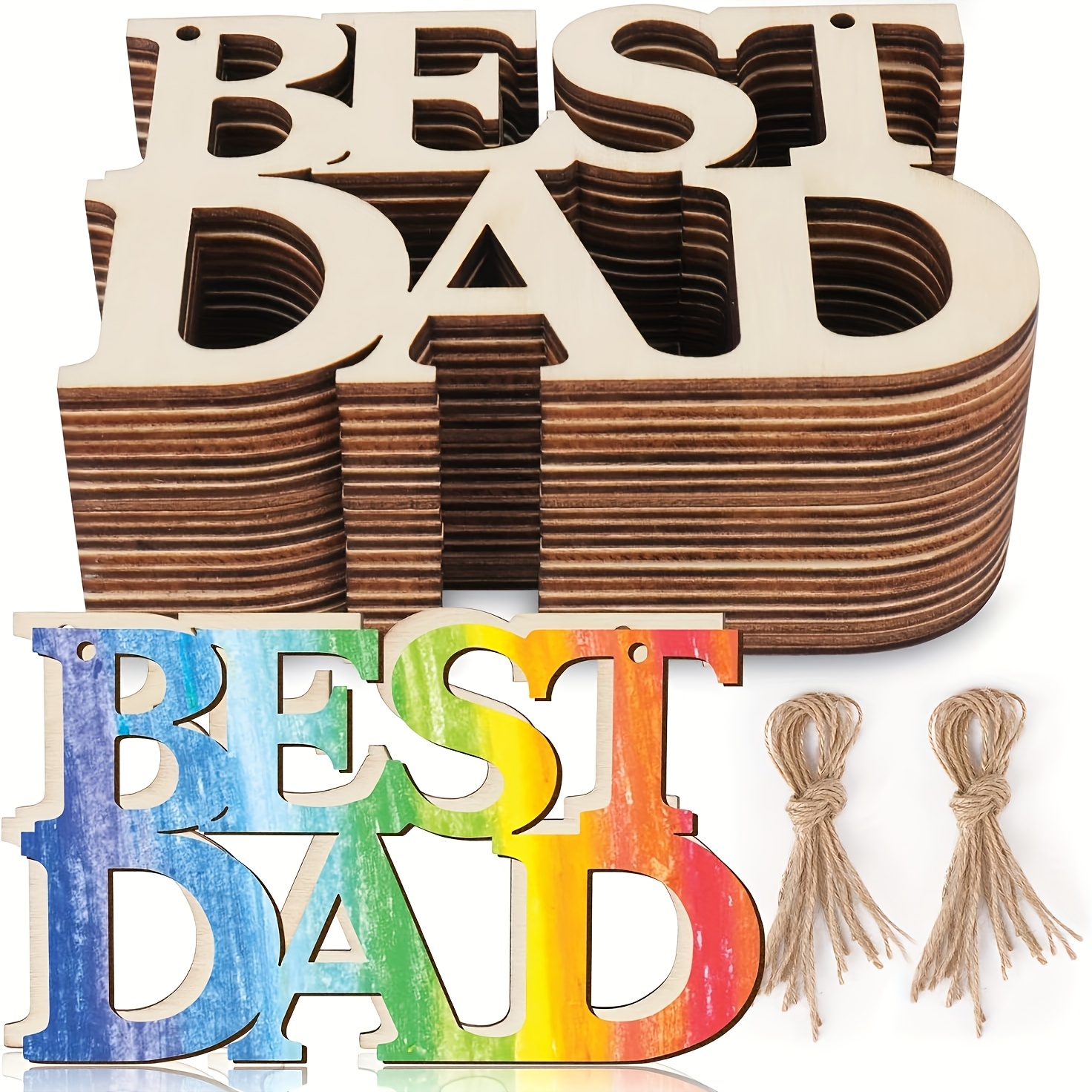 

10pcs, Best Dad Wooden Crafts, Blank Letter Wood Chips Diy Coloring, Happy Father's Day, Handmade Gifts For Dad, Suitable For Dad's Birthday Party Decoration, Thanksgiving, Christmas