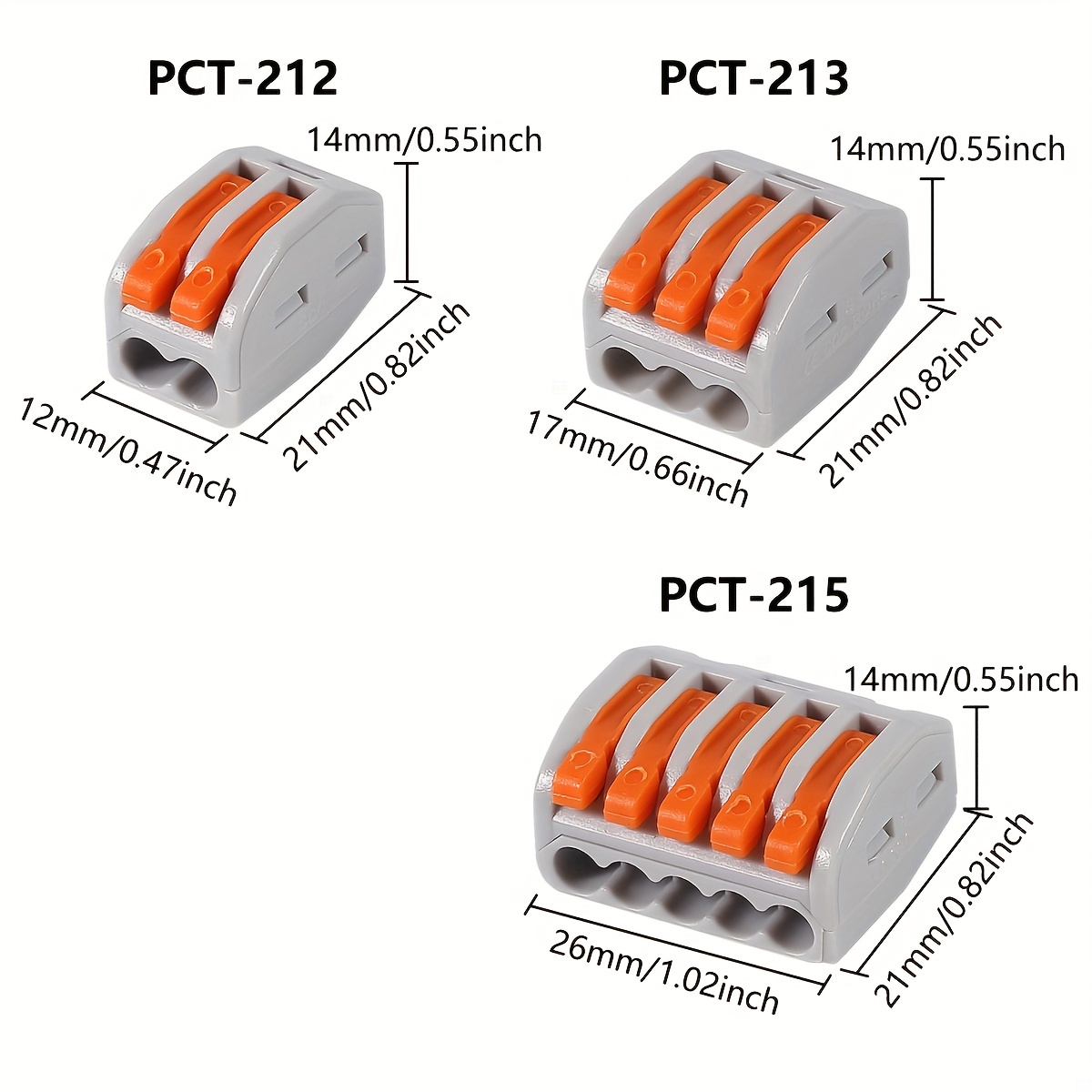 50pcs Lever Wire Electrical Connectors Assortment Kit With 28-12 Awg, Multiple Stud2/3/5 Conductor Combination Compact, Electrical Insulated Terminals, Quick Disconnect Splicing