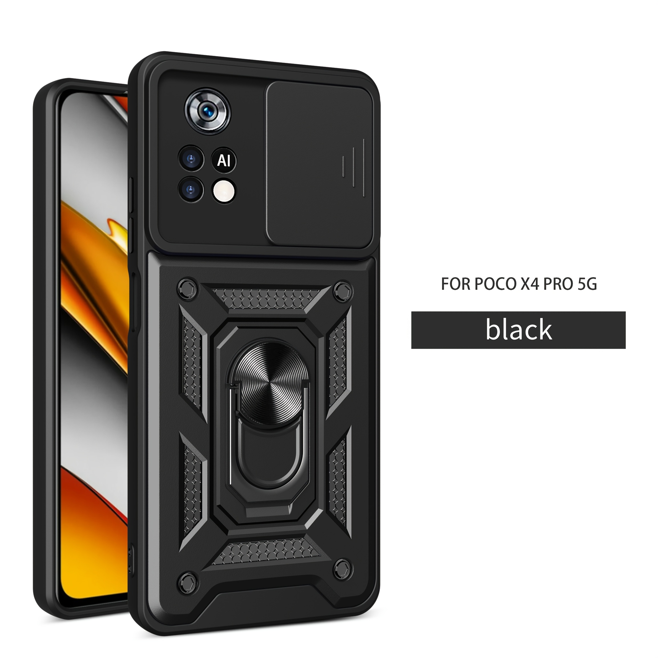 TEMU Fundas para Xiaomi POCO X4 PRO 5G con soporte de anillo y deslizante