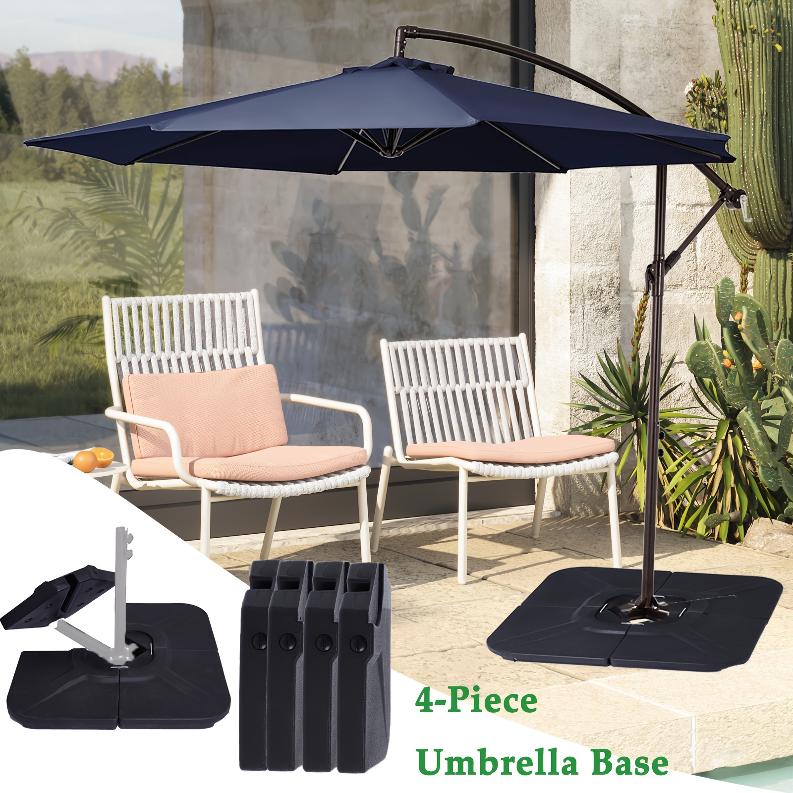 

4pcs Weighted Cantilever Umbrella Base - Versatile Fillable Stand, Sturdy Support Up To 230lbs, Perfect For Outdoor Shade