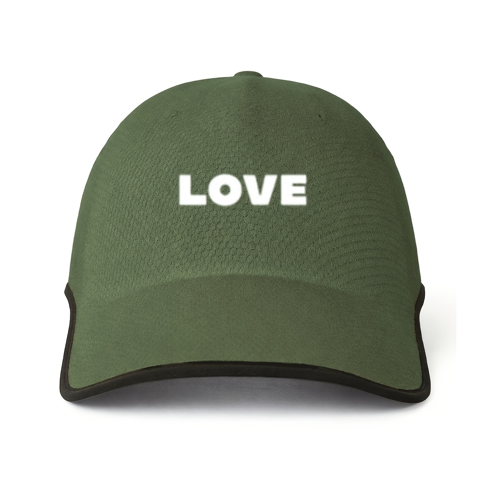 Minimalist LOVE Letter Integrated Seamless Baseball Cap | Simulated Heat Transfer Printing | Unisex Golf Enthusiasts Outdoor Sports Games Daily Commute. Cap