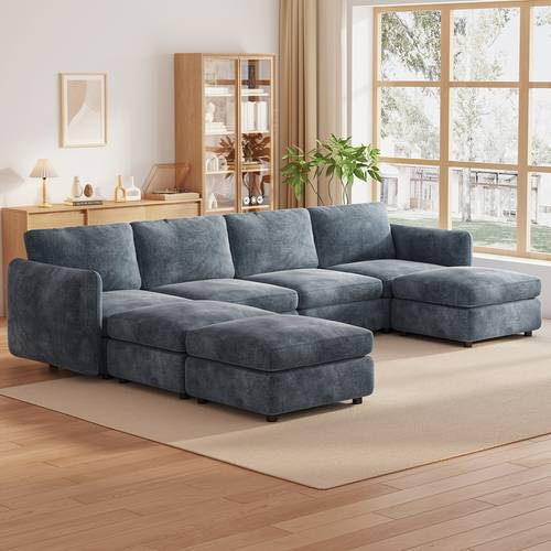 Modern Modular Sectional Sofa, Oversized Multi Seat Combination Couch For Living Room, Split Convertible Long Sofa With Storage Footstool, Multifunctional Sofa, L Shaped Sofa , Easy Assembly