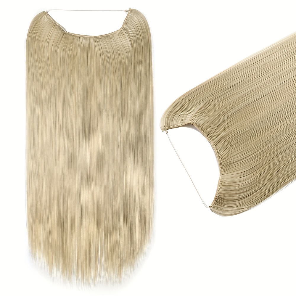 Invisible Wire Hair Extensions With Transparent Headband Adjustable Size Fishing Line Straight Secret Hairpiece For Women Blonde