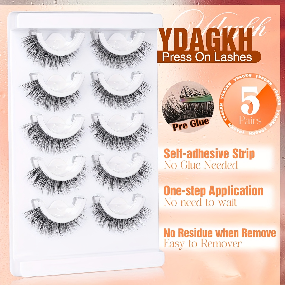 5 pairs self   false eyelashes no   cat eye mink lash extensions reusable press   with c   natural   styles for beginners pros eyelash accessories beginner friendly lashes   enhancing lashes fluffy texture lashes details 5