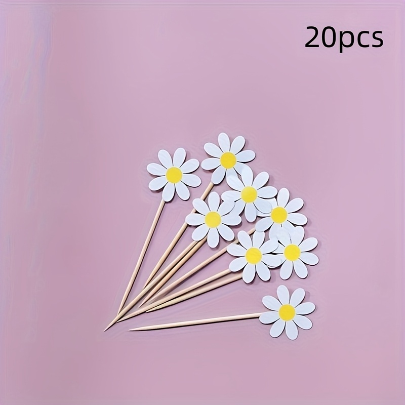 Image of 20pcs/50pcs Toppers, Flower Decorations For Wedding, Birthday, Bridal Shower, Anniversary, Christmas, Thanksgiving, New Year, Valentine's Day - No Electricity
