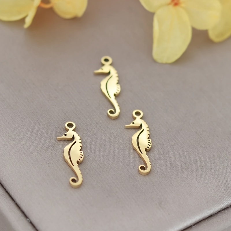 3pcs Sea Horse Charms For Jewelry Making Diy Craft Bracelets Necklace Stainless Steel Delicate Ocean Animal Pendant Supplies