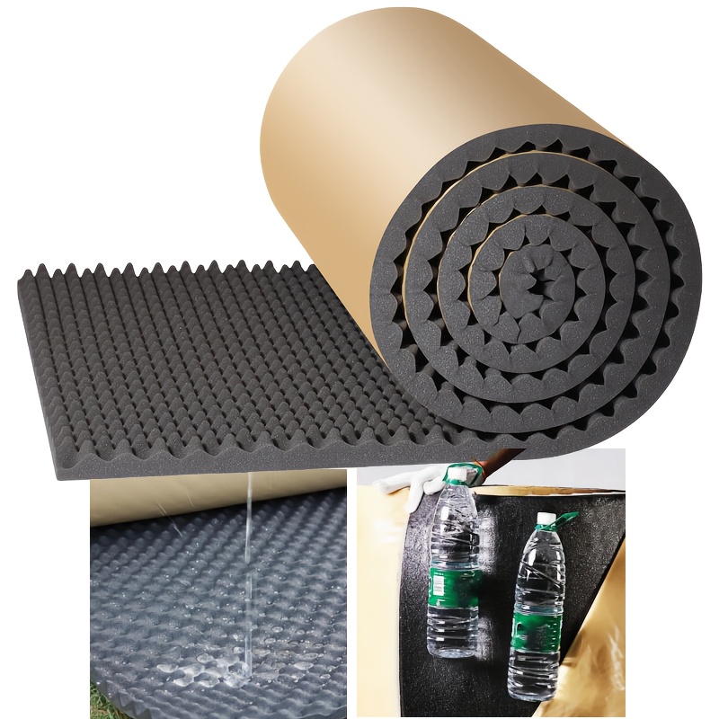 

High-density Acoustic Foam Egg Crate Panels, Self-adhesive Sound Dampening Insulation For Studio, Car Heat , Foam Pad, Black, 19.7"x0.79"x80