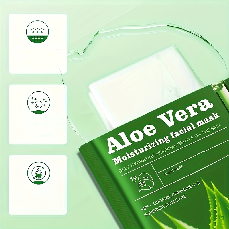 3-6pcs Unisex Adult Aloe Vera Facial Masks - Moisturizing Face Sheets with Glycerin, Nicotinamide & Trehalose - Alcohol-Free, Fragrance-Free, All Light Beige Types - Hydrating Home & Travel Skincare Set