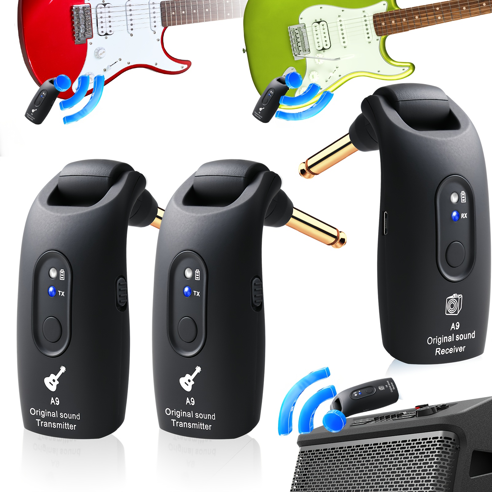 TEMU Wireless Guitar .4ghz Built-in Rechargeable Lithium Battery 270° Rotate Audio Wireless Transmitter Receiver For Guitar Violin Keyboard