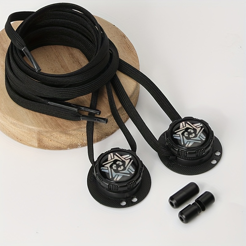 1 Pair Of 1pc No-tie Lazy Shoelaces, Unisex No-tie No-lace Flat Wide Shoelaces With Rotating Double-layer Flat Knob Buckles