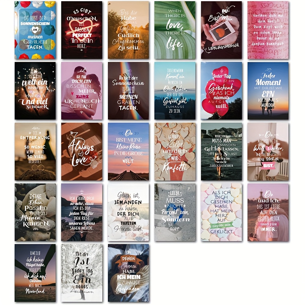 Image of Set Of 27 Biroyal Romantic Postcards - A6 Postcards With Envelopes Set - 27 Different Warm Patterns - Perfect Surprise Gift For Couples
