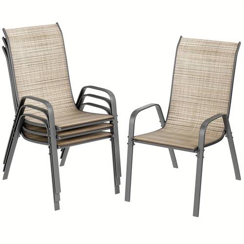 chairs set of 4 stackable outdoor dining furniture for all weather with 20 wide seat metal frame for garden backyard deck restaurant poolside camping