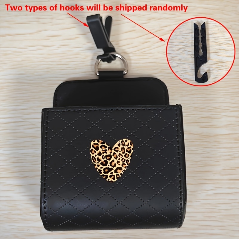 TEMU Leopard Print Heart Car Air Vent Storage Bag, Glasses And Small Items Pouch, Halloween Thanksgiving Universal For Most Cars, Christmas And Other