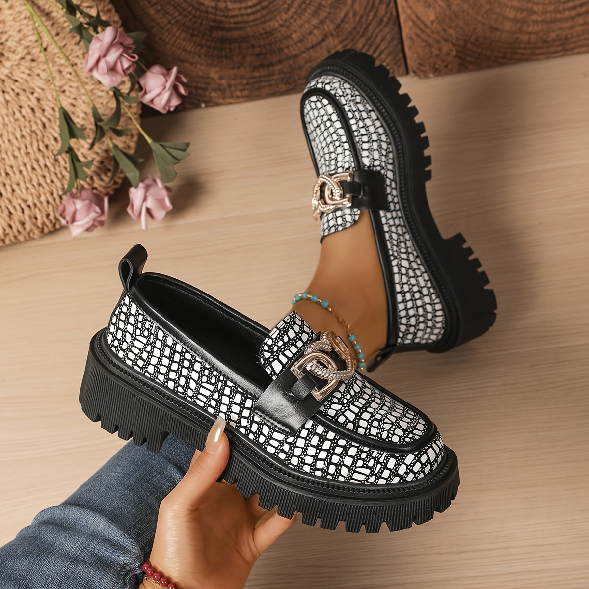 Mocasines Elegantes de y para Mujer Zapatos Casuales Clásicos sin  Cordones con Dorada, Parte Sintética