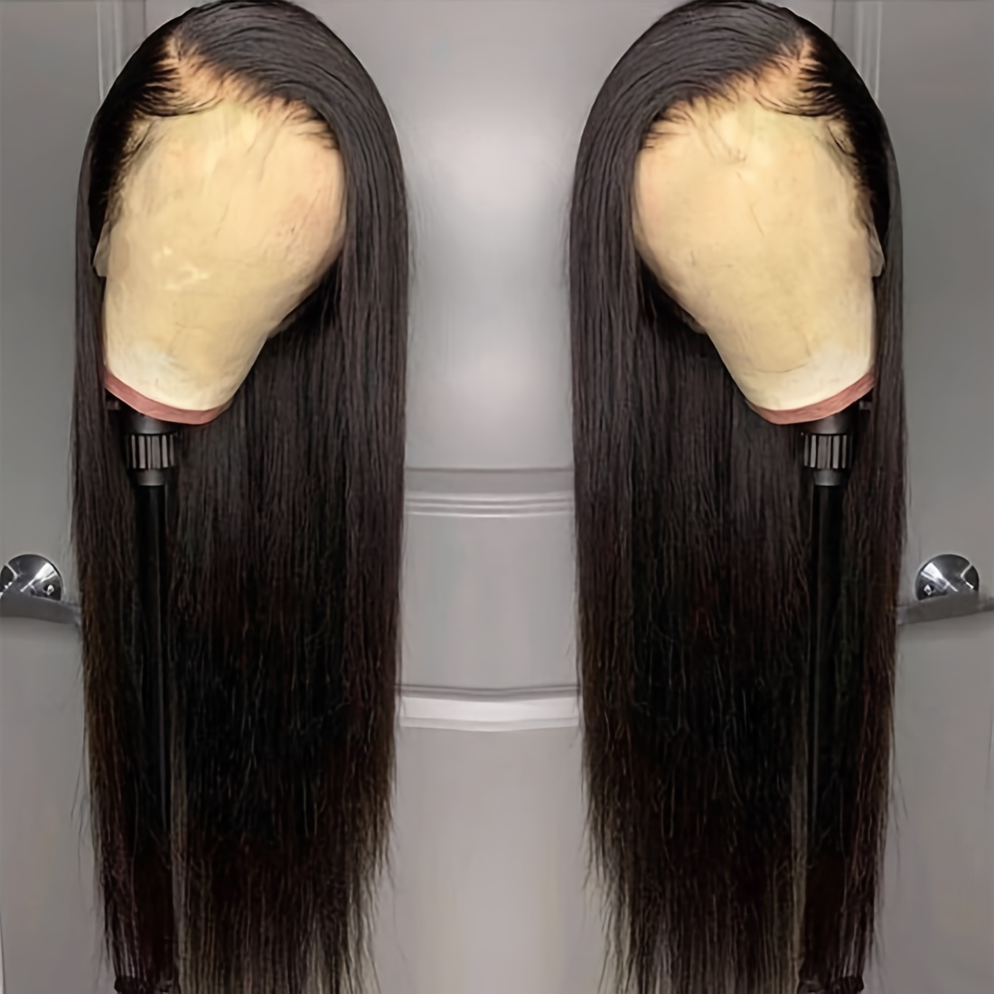 Image of 13x4 Lace Front Wigs Density Lace Front Wig Glueless Wigs Straight Black Synthetic Lace Front Wig 13x4 Hd Lace Frontal Wigs For Women Daily