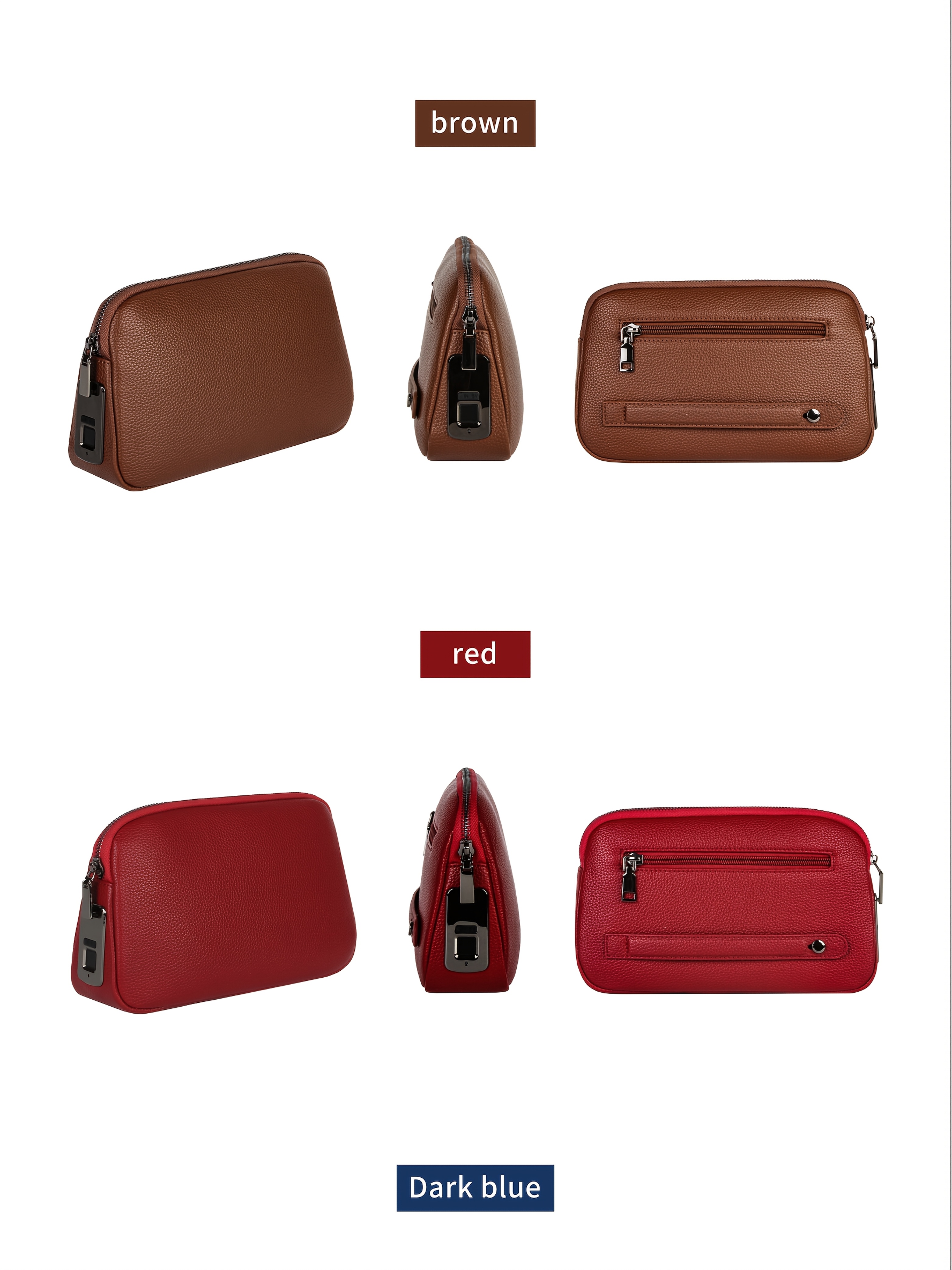 Unisex Smart Fingerprint Lock Makeup Travel Bag - USB Rechargeable Anti-Theft Handbag with Gift Box, Multiple Colors, Synthetic for Daily Commute & Travel, Secure Travel Bag, Sleek Design, Durable Zipper Closure