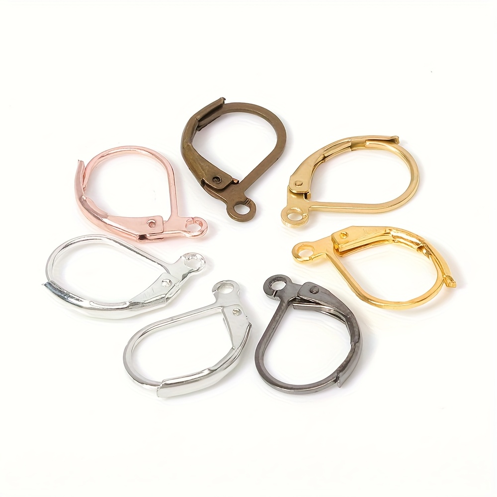TEMU 50 piezas/paquete Ganchos para aretes ovalados de D estilo francés, clips para orejas, accesorios para hacer joyería DIY