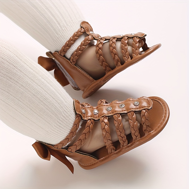 Trendy Cute Bowknot Decor Hollow Sandals For Baby Girls, Breathable Lightweight Walking Shoes For Summer