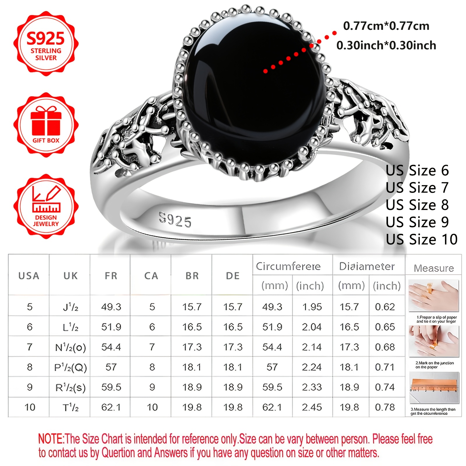 Women's 925 Sterling Silver Round Agate Ring, Vintage Vine Design