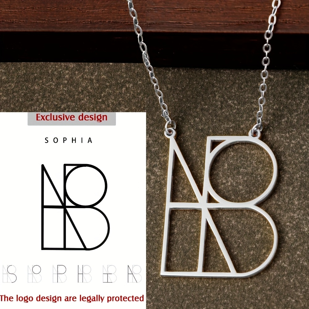 Image of [customized] Customized Personalized Letter Combination Logo Necklace, Unique Name Logo Necklace, Gift For , Best Gift For Mom