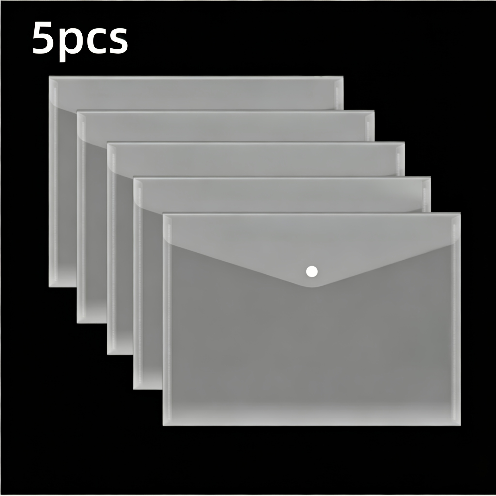 TEMU 5 pezzi A5 trasparenti con chiusura a - Custodie per documenti adatte per viaggi, scuola, ufficio, archiviazione sicura per ricevute, documenti