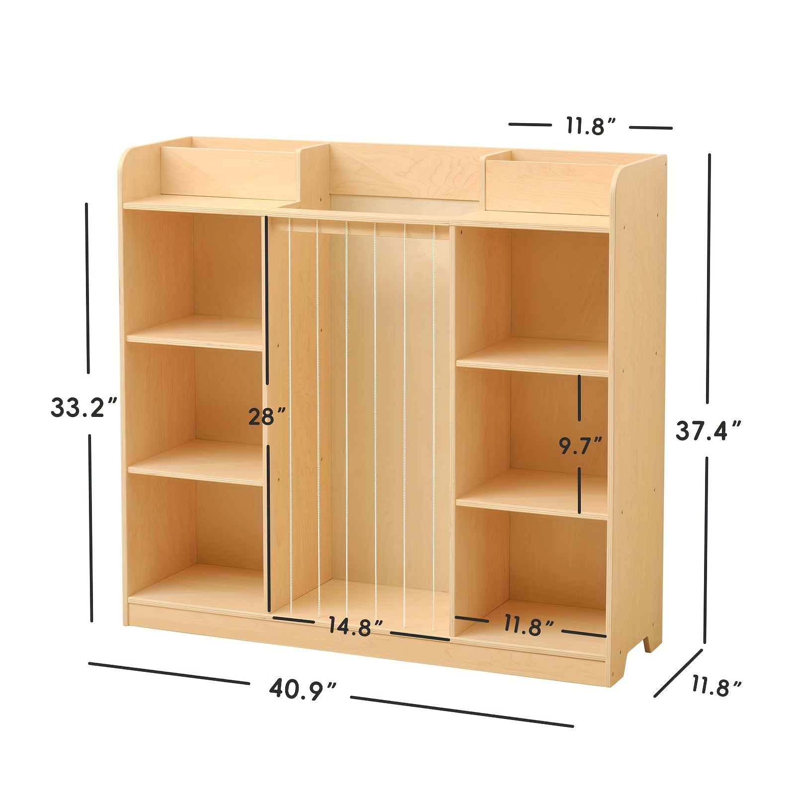 Luxury 2-in-1 Multifunctional Solid Wood Dollhouse Storage Cabinet & Bookshelf Organizer - Wood Bookcase with Spacious Shelves for, Dolls, Books - Easy Assembly Nursery, Playroom Furniture ' Room Organization