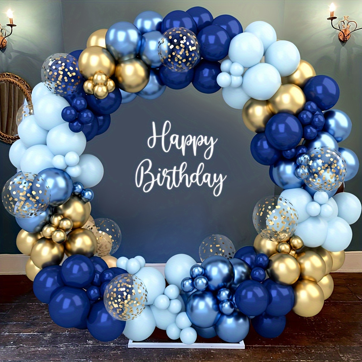 

Kit de Guirlande de Ballons Vintage Bleu & Doré de 117 pièces - pour les , Anniversaires, Diplômes, Révélations de & Plus - un Outil de Nouage, Ballons en Latex pour Décoration Intérieure/Extérieure