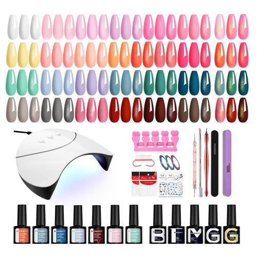 45pcs gel nail polish kit with u v lamp 25 colors gel nail polish set black white pink purple suitable for for women