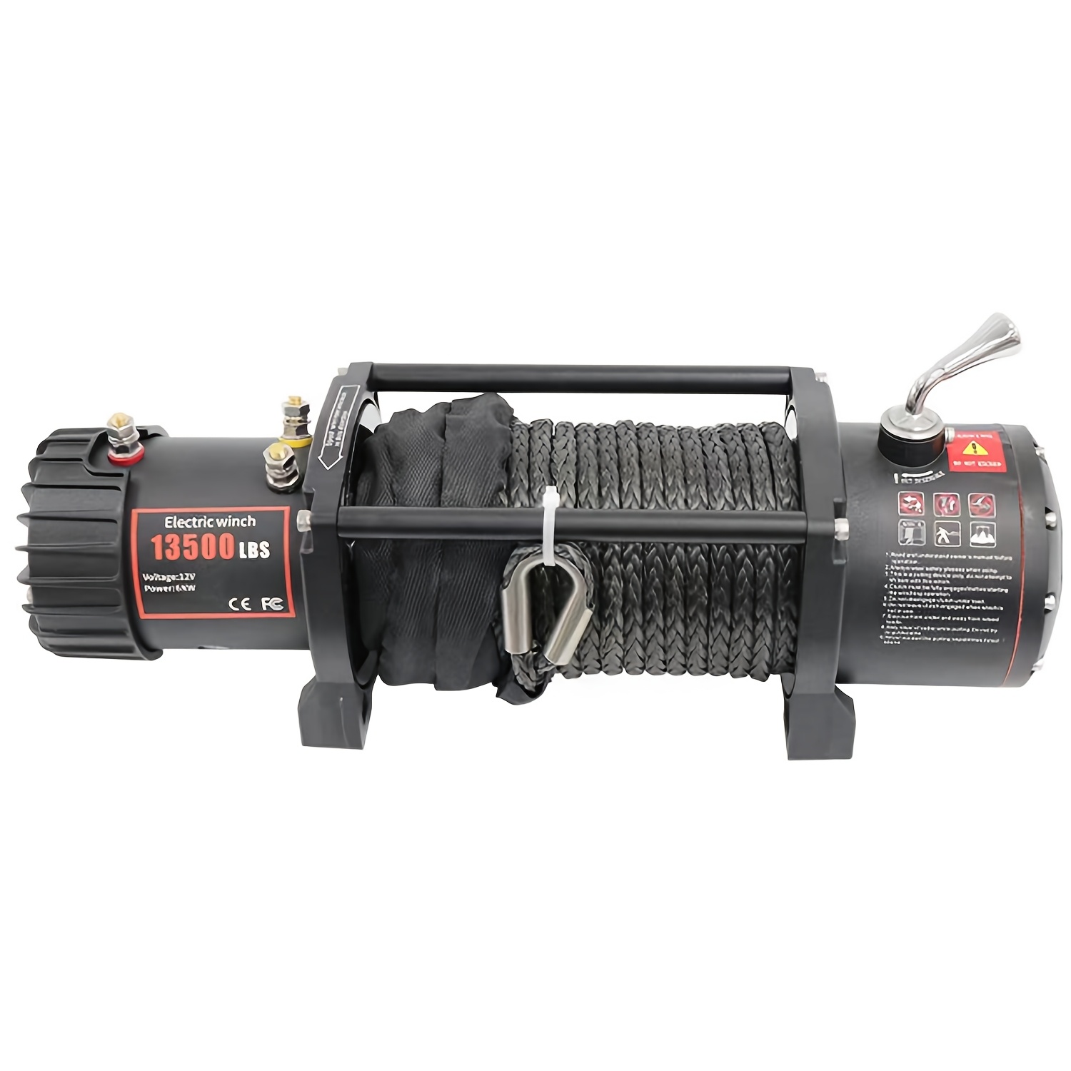 TEMU Winch 13500lbs 12v Electric Winch Synthetic Rope Truck Winch Towing Winch Boat Trailer Winch Suv 4-wheel Drive Off-road Vehicle With Remote