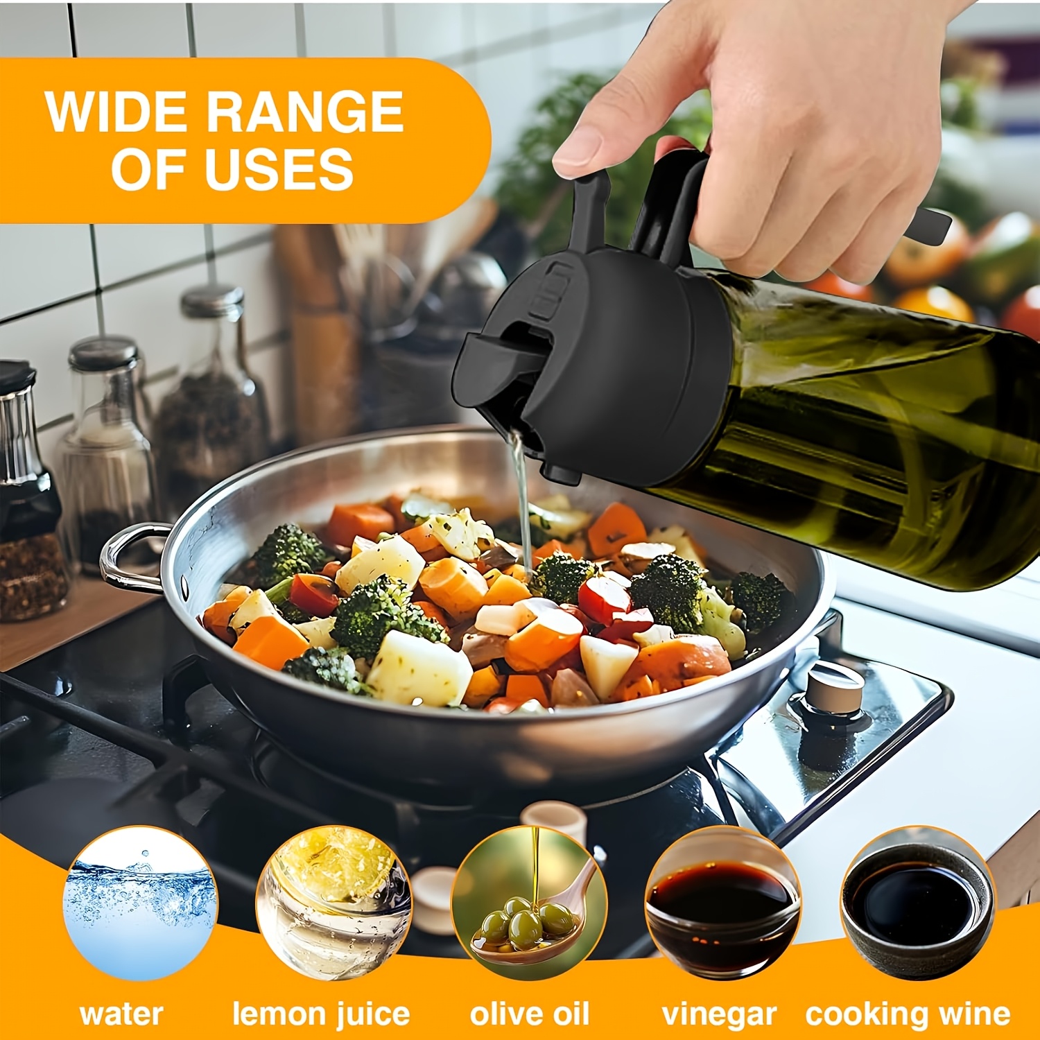 1 2pcs set 16 ounce glass oil bottle and sprayer set multi functional olive oil bottle exquisite label kitchenware   suitable for salad dressing barbecue baking cooking and is an essential item   details 8