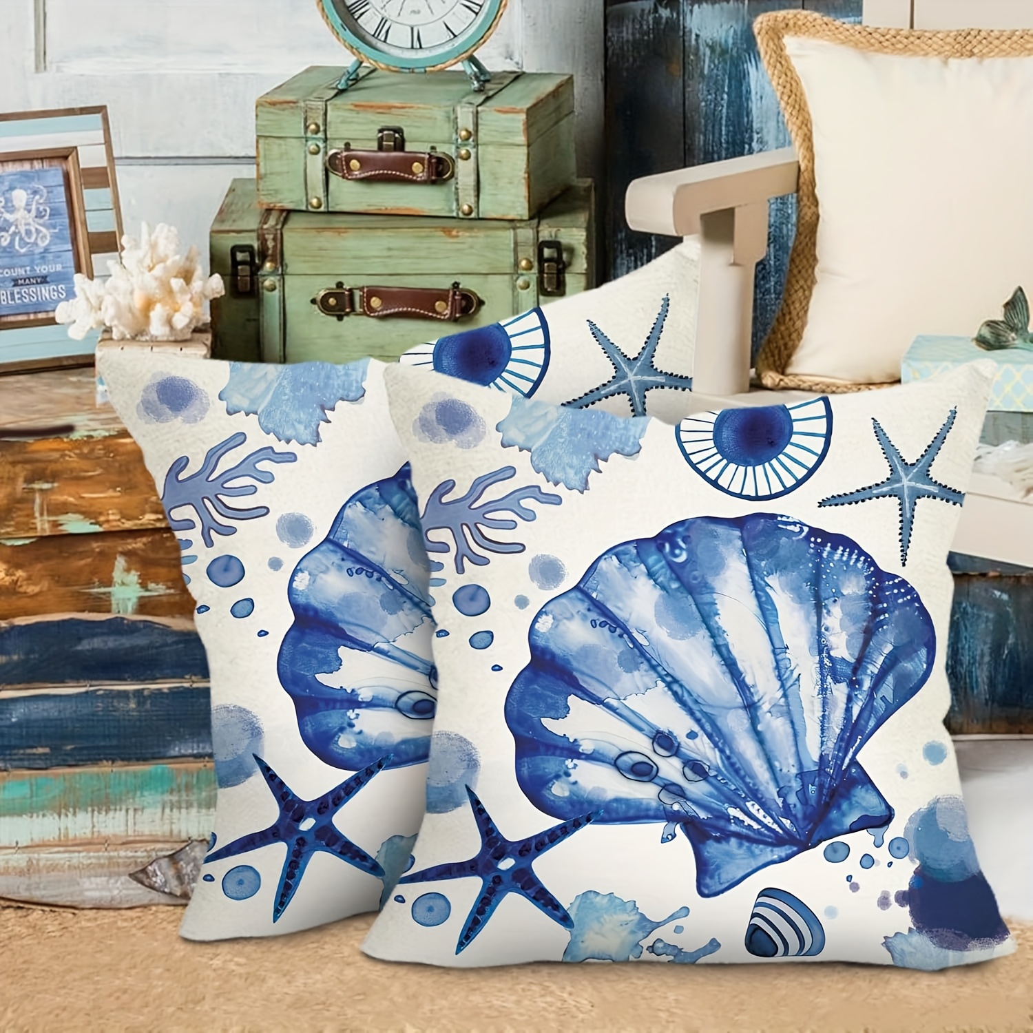 1/2 piezas cojín decorativa concha playa estrella Temu Spain