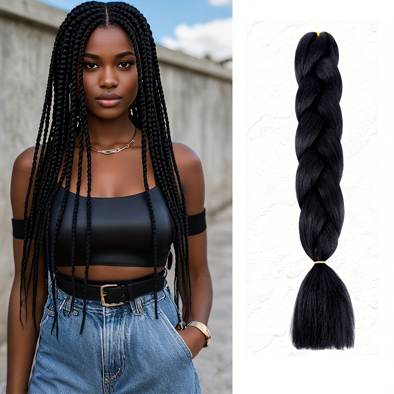 TEMU 1pc/100g 56cm Synthetic Glowing Twist Braids Hair Extensions - Ombre Color Transition Jumbo Braids For Halloween Christmas Ponytails Unisex All