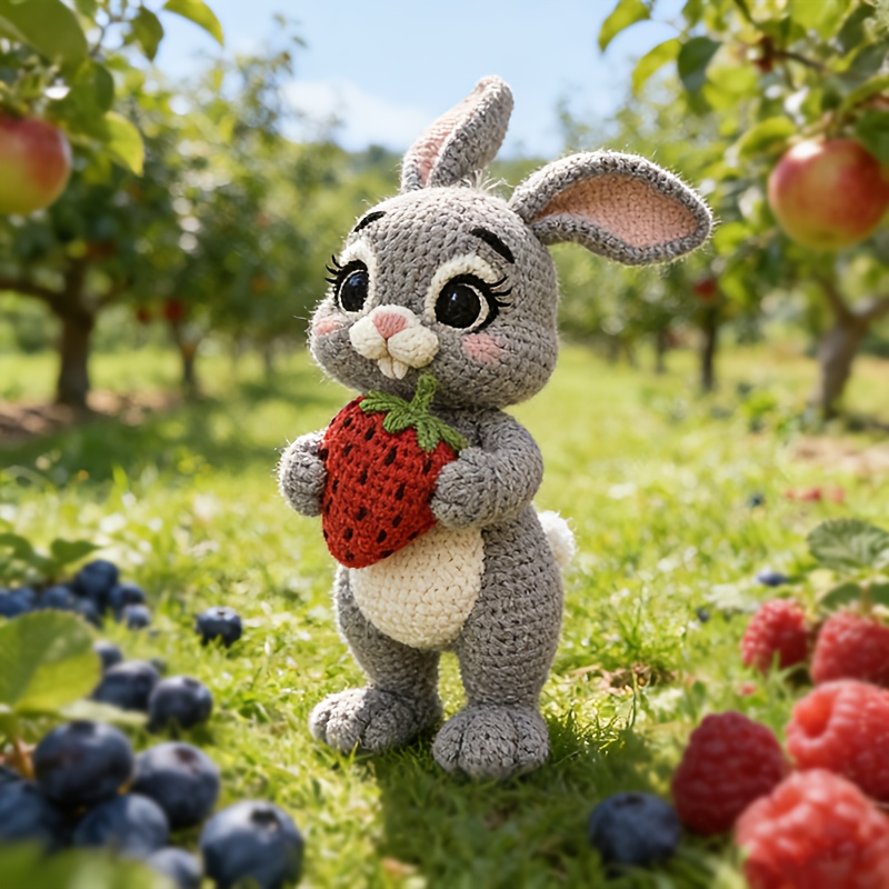 1pc/set - Cute Holding Strawberry Crochet Material Kit, Easter/christmas/thanksgiving Essential Gift, Includes Paper Basic Tutorial English Manual