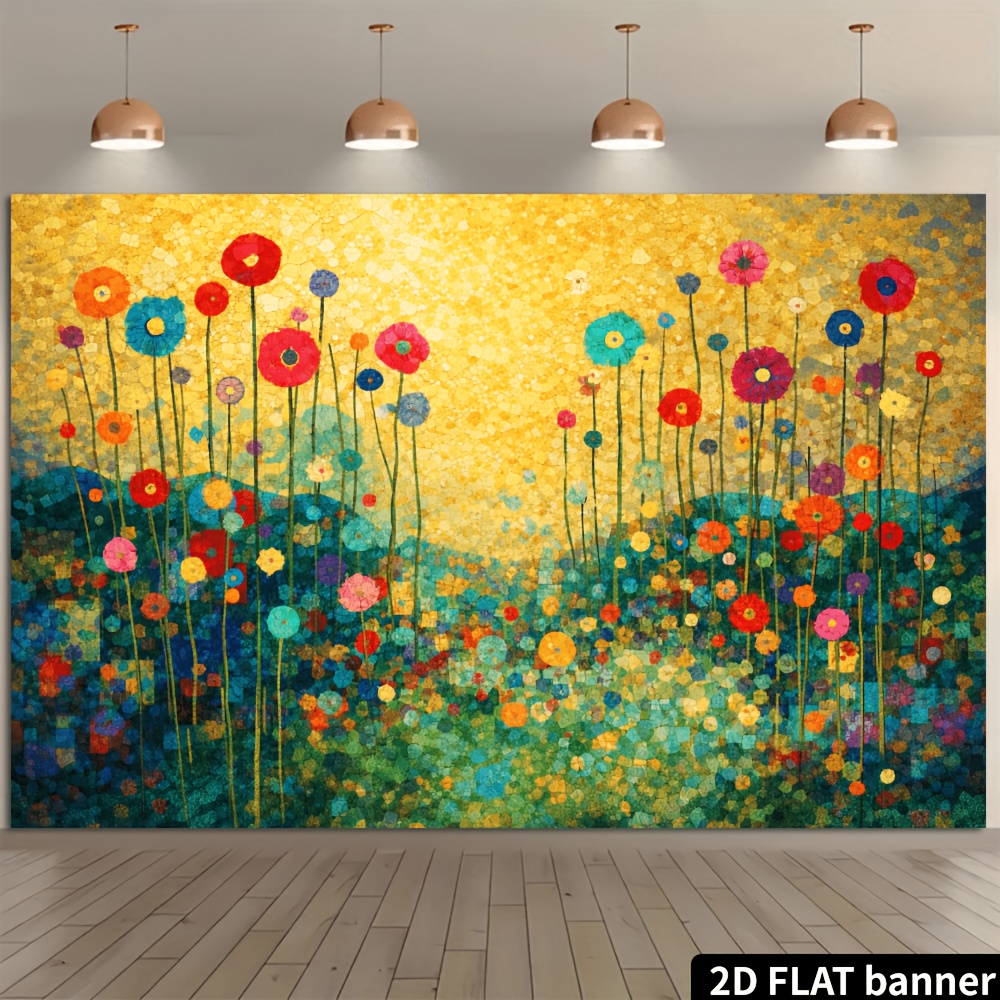 Multicolor Abstract Mosaic Wall Tapestry Floral Geometric Decor_voghion.com