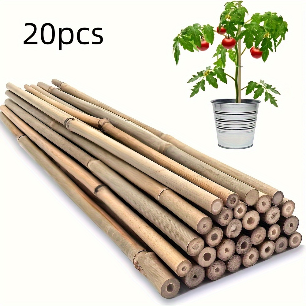 

20pcs Plant Stakes Natural Garden Bamboo Sticks For Indoor Outdoor Plants, Plant Support Stakes For Tomatoes, Beans, Potted Plants