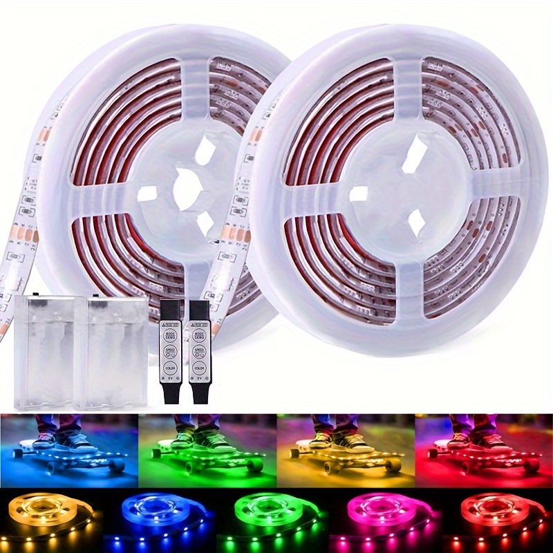 TEMU Led Strip Lights Battery Powered Rgb Led Lights Strip Battery Operated Led Battery Lights With 3 Keys Controller, Ip65 Waterproof Led Strip Rope