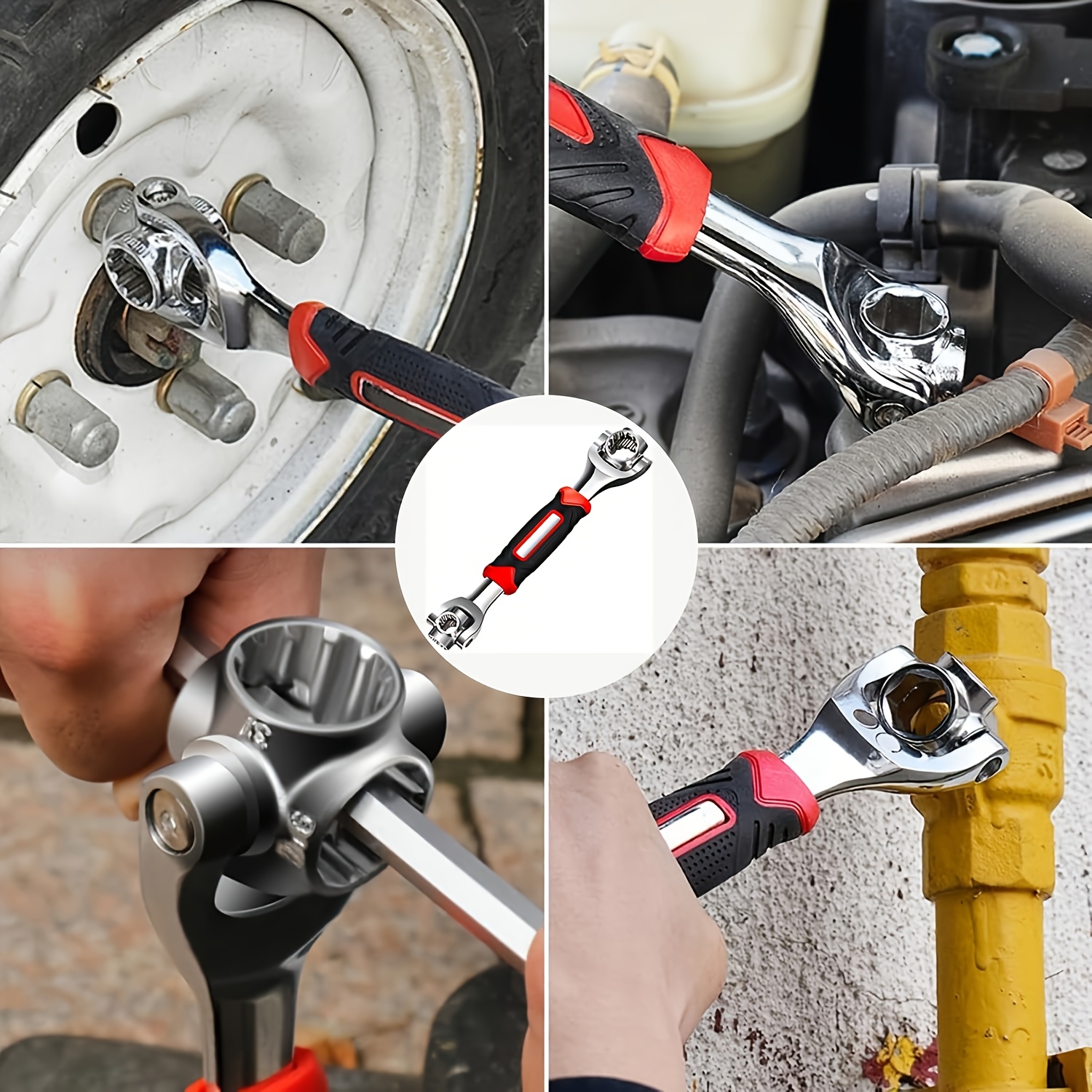 52 in 1 heavy duty multi wrench with 360 rotating head operation stainless steel socket suitable for home car repair bicycle maintenance compact for   4