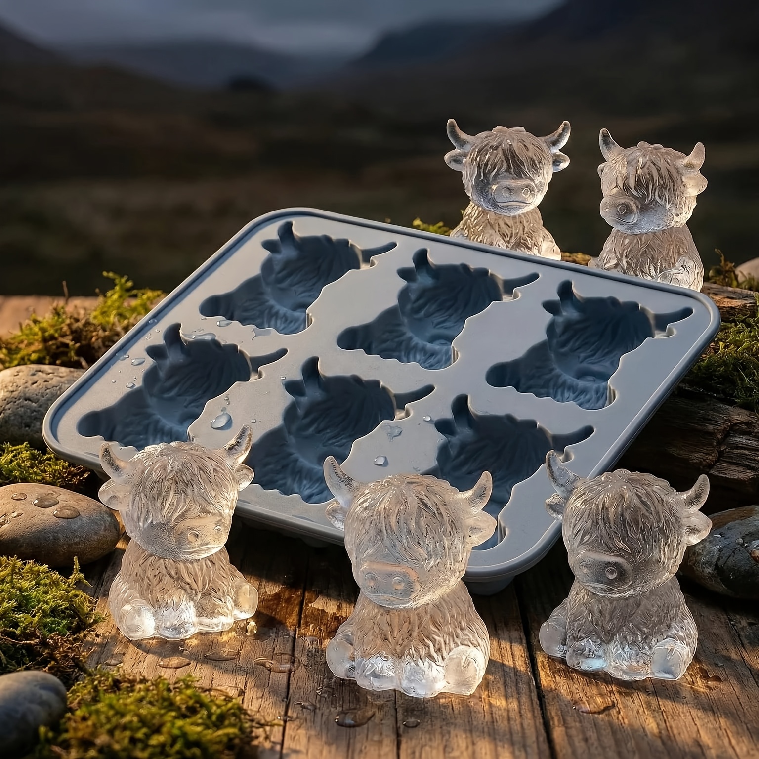 1 2pcs mini highland cow   mold cute 3  cubes suitable for drinks parties and gifts mini highland cow   mold
