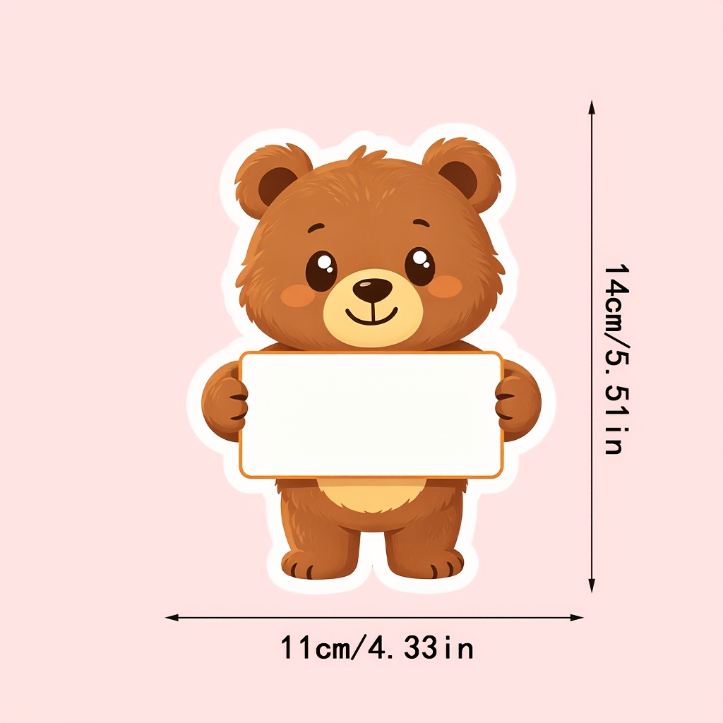 16pcs Cute Bear Paper Name Labels with Strong Adhesive for Classroom