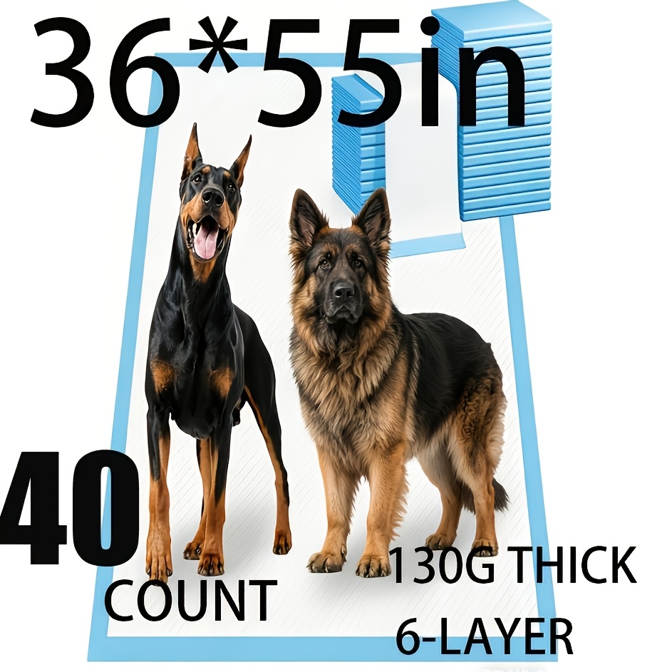 TEMU Heavy Absorbent Enormous 55x36 Inches Pee Pads For Large Dogs, Quick Dry Disposable Puppy Pads, Thickened Strong Leak-proof Backing Dog Pads 40