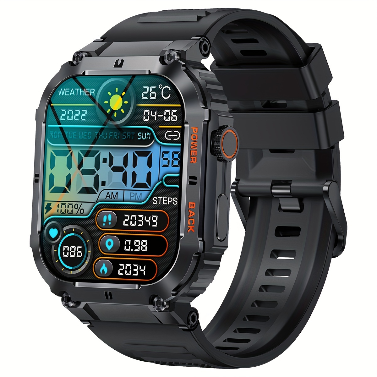 

Bezosmax Smartwatch, Rugged & Durable, Large Screen, Full Touch, Tracking, Multiple Sports Modes, Sleep Monitoring, Wearable Wristwatch With Call Support.