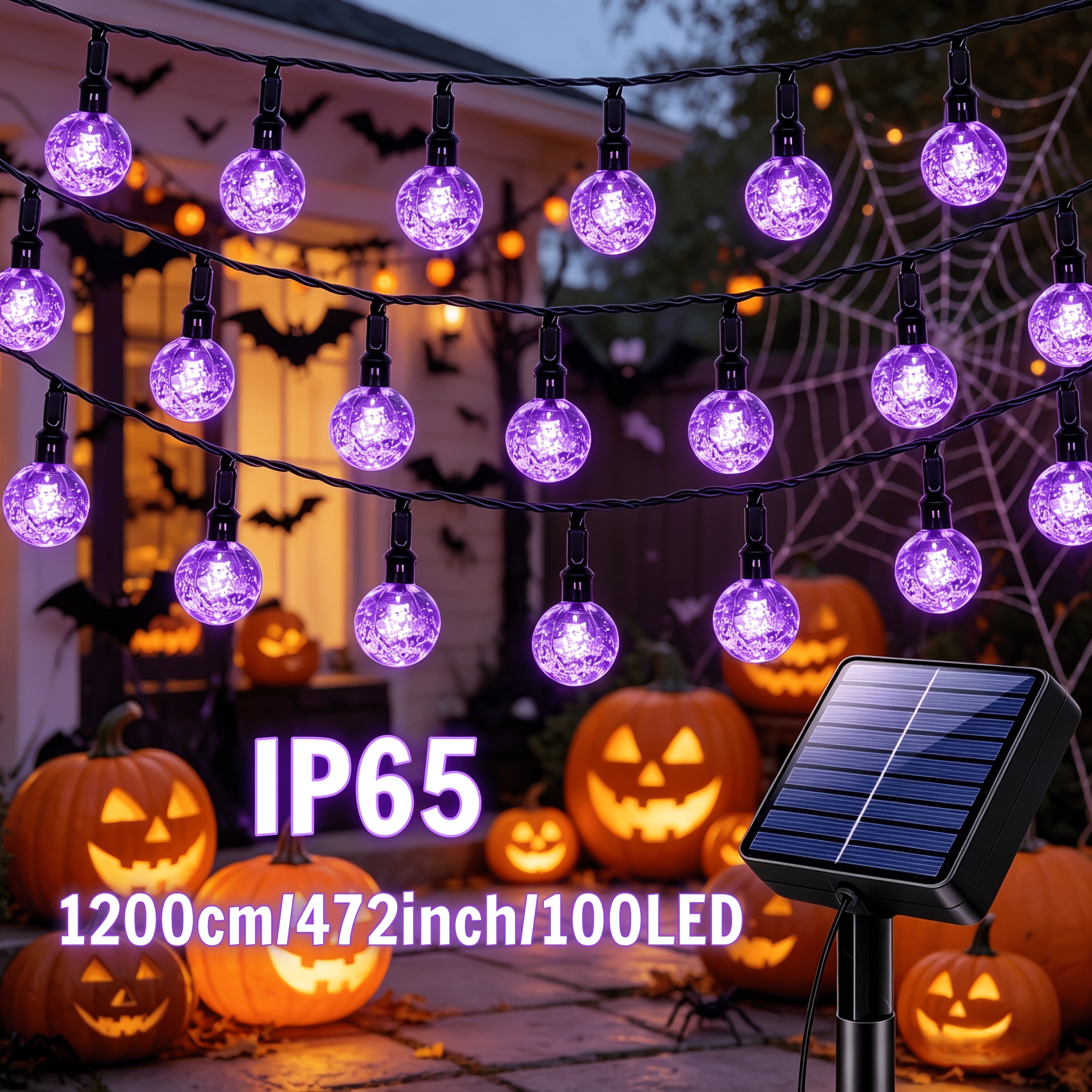 TEMU Lithium Battery Solar Purple Bubble Ball Light String, Courtyard Umbrella Light, Outdoor Lighting, Path Decoration Light, Solar Bubble Ball,