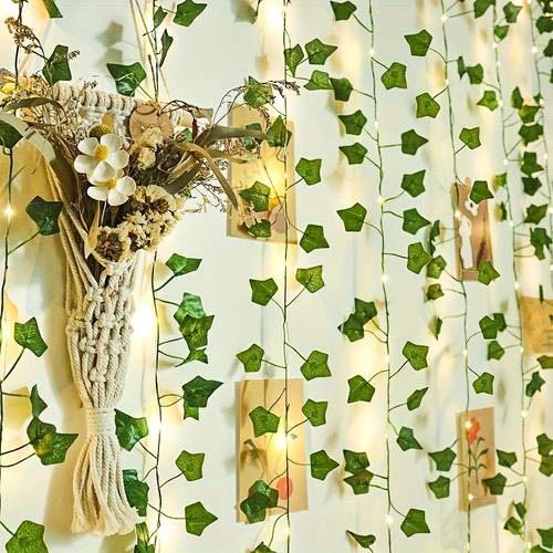 1 pack 2m and 5m green artificial ivy string lights indoor string lights lights christmas string lights fairy lights party decoration lights battery powered suitable for indoor outdoor decoration ideal for weddings