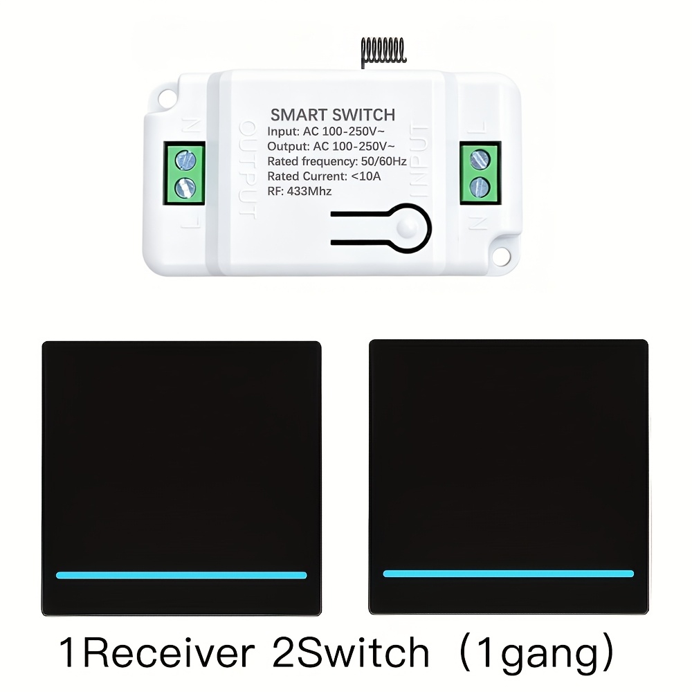 Wall Panel Switch And Receiver, Separately Or As A Set. Ac 100-250v 10a Wireless Smart Switch, 433mhz, With Wall Panel Switch, For Controlling Lights And Home Appliances.