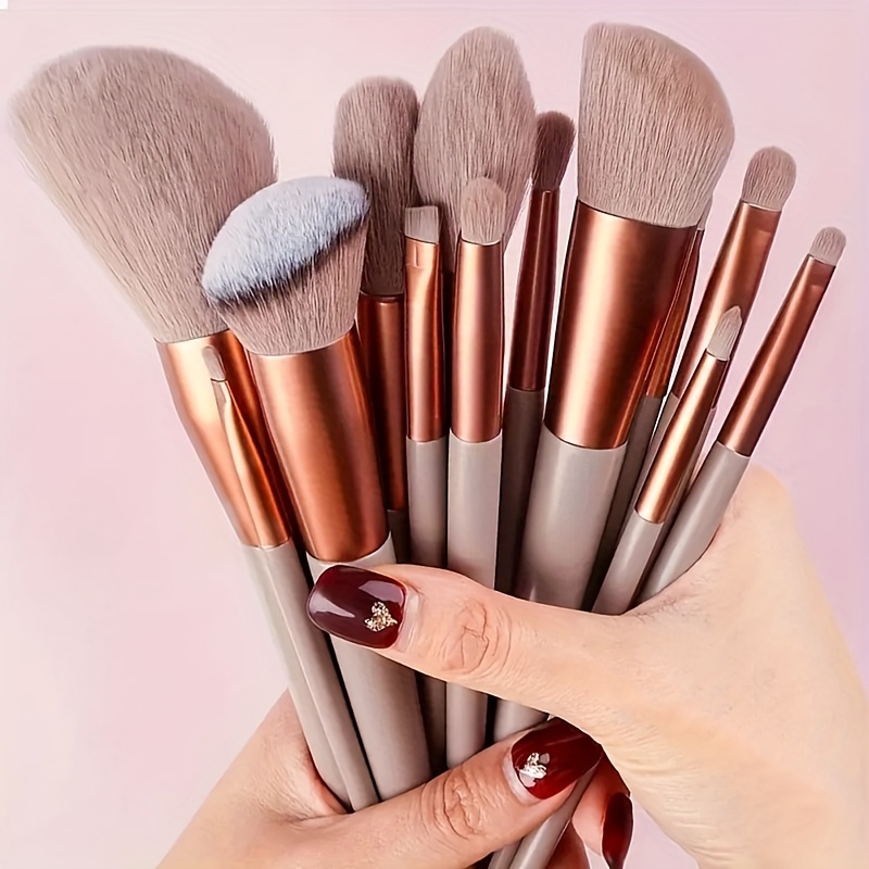 

Ensemble de 13 pinceaux de maquillage , pinceau de maquillage avec éponge cosmétique, pour base de maquillage rose, ombre des yeux, pinceau de maquillage pour flou Kabuki, outils de beauté